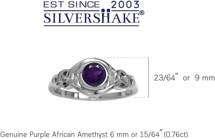 Silvershake Birthstone Gemstones White Gold Plated 925 Sterling Silver Irish Celtic Knot Engagement or Promise Solitaire Ring Jewelry for Women