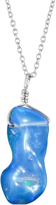 Natural Gemstone Pendant Necklace for Women Handmade Birthstone Healing Crystal Jewelry Chain 20" Stone Birthday Christmas Wedding Gifts for Her
