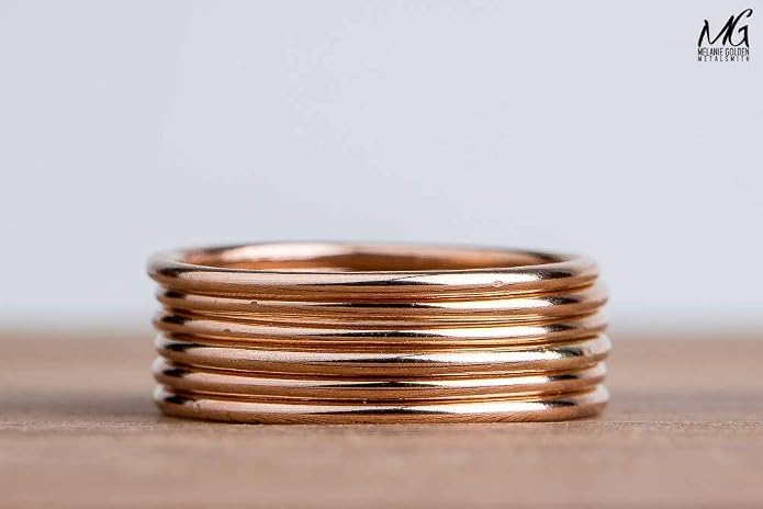 Melanie Golden Jewelry 1mm Thin Smooth Stacking Skinny Ring in Sterling Silver, Gold, or Rose Gold | Handmade Comfort Fit Dainty & Minimalist Bands for Women | Sizes 2-12
