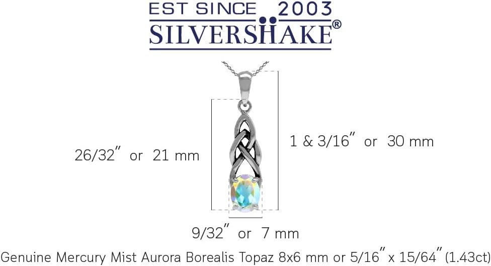 Silvershake 8X6mm Oval Shape Birthstone Gemstone Antique Finishing or Yellow Gold Plated 925 Sterling Silver Celtic Knot Weave Solitaire Pendant or Pendant with 18 Inch Chain Necklace Jewelry for Women