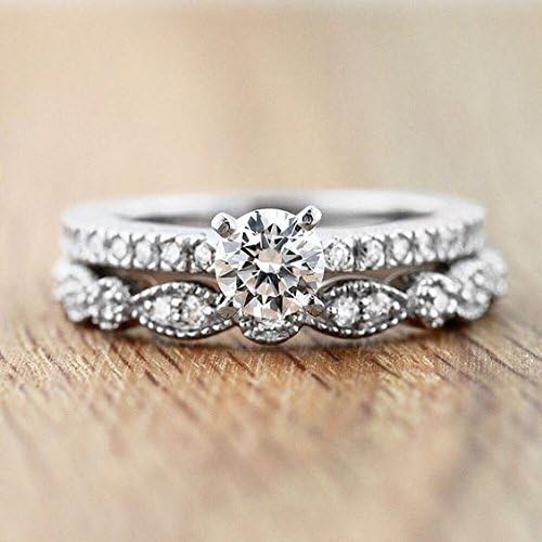 espere Milgrain Marquise & Round Cubic Zirconia Half Eternity Ring Stacking Infinity Wedding Band Sterling Silver 925 Size 3.5-10.5 3 Colors Available Half