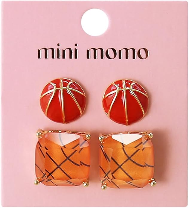 Sports Earring Set for Women Multi Pairs Assorted Multipack - Stud Earrings Jewelry Gift for Sports Mom Football, Baseball, Basketball, Soccer Team