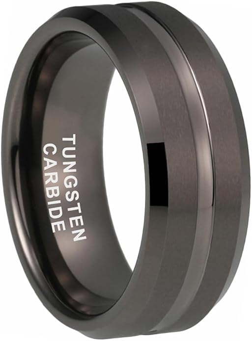 TUTISS 6mm 8mm Silver/Black/Blue/Gunmetal/Gold/Rose Gold Tungsten Rings for Men Women Fashion Engagement Wedding Bands Matte Finish Beveled Edges Comfort Fit