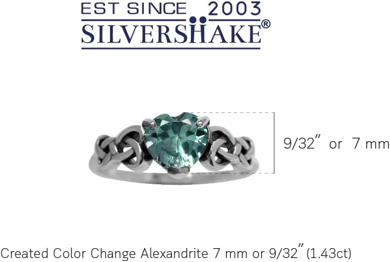 Silvershake 7MM Heart Shape 925 Sterling Silver Celtic Heart Knot Filigree Solitaire Promise Ring Jewelry for Women