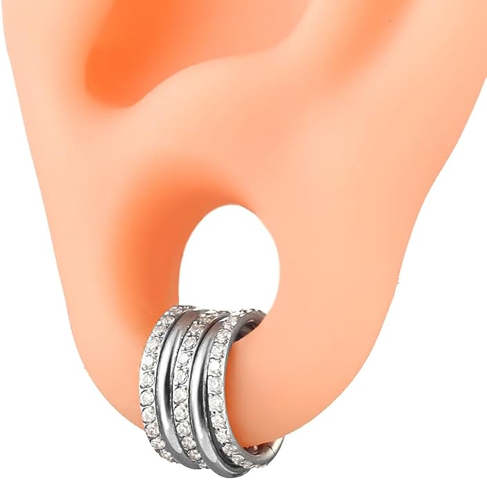 5/10PCS Septum Rings Hoop, 16G/1.2*(6-8-10) mm Surgical Stainless Steel CZ Segment Nose Rings, Cartilage Clicker Hoop Earrings for Rook, Daith, Tragus, Shell pattern Gold Silver