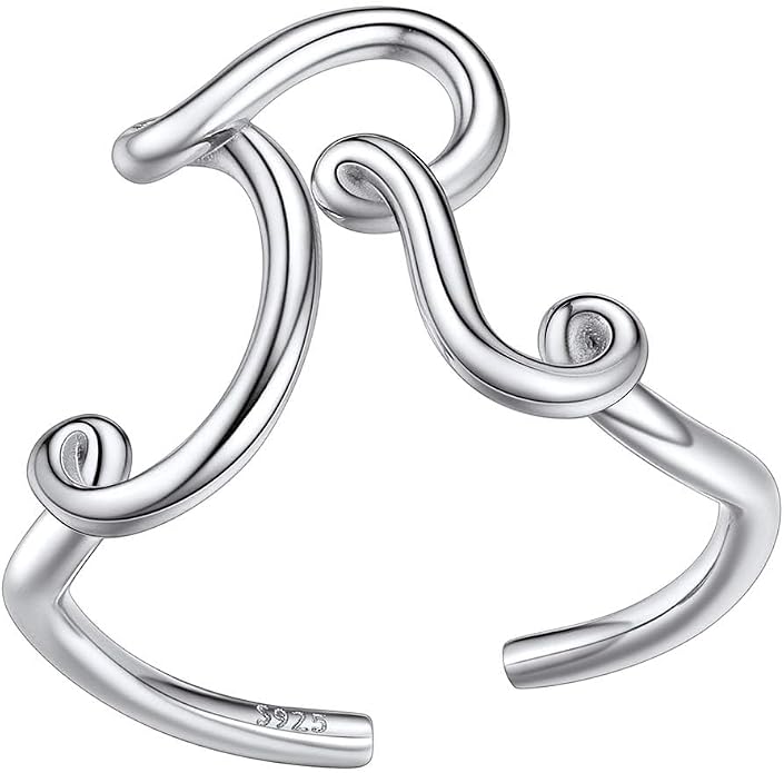 SILVERCUTE S925 Initial Rings, Adjustable Size 6-12 Statement Alphabet Letter A-Z Jewelry Personalized Twisted Initials Rings Sterling Silver Stacking Ring for Women