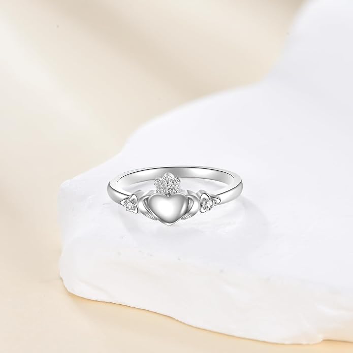 925 Sterling Silver Claddagh Ring/Celtic Knot Ring for Women, Irish Wedding Rings, Celtic Knot Irish Jewelry for Women