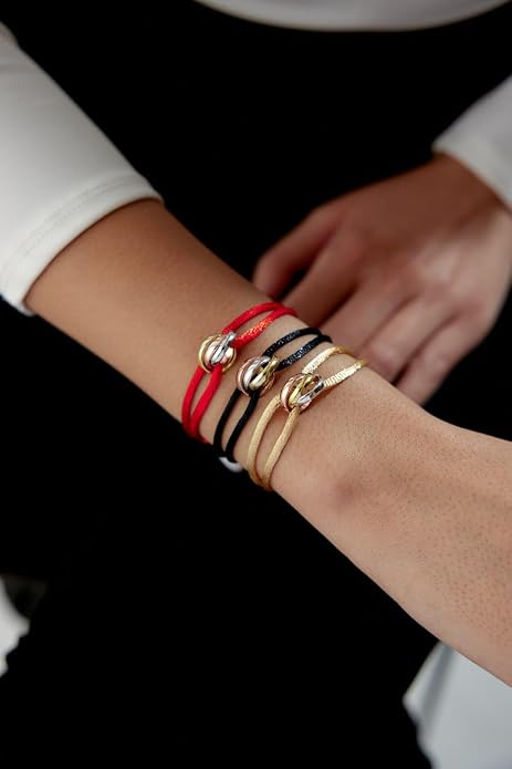 Joy-D 3 Rings Bracelet - String Bracelet with 3 Colors Rings, Adjustable Cord, High Quality Women&Men Bracelet, Gold Jewelry, Perfect Gift for Her&Him