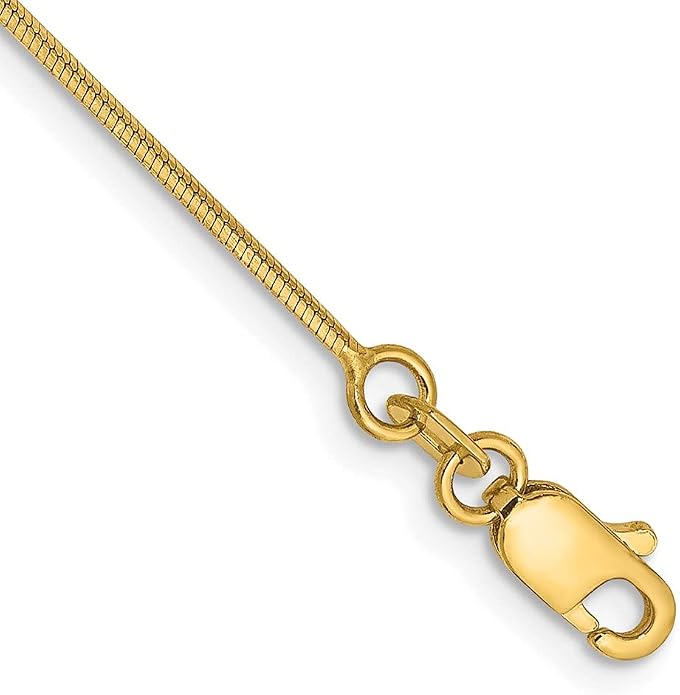 Sonia Jewels Real 14k Yellow Gold 1.00mm Octagonal Snake Chain Necklace - with Secure Lobster Lock Clasp