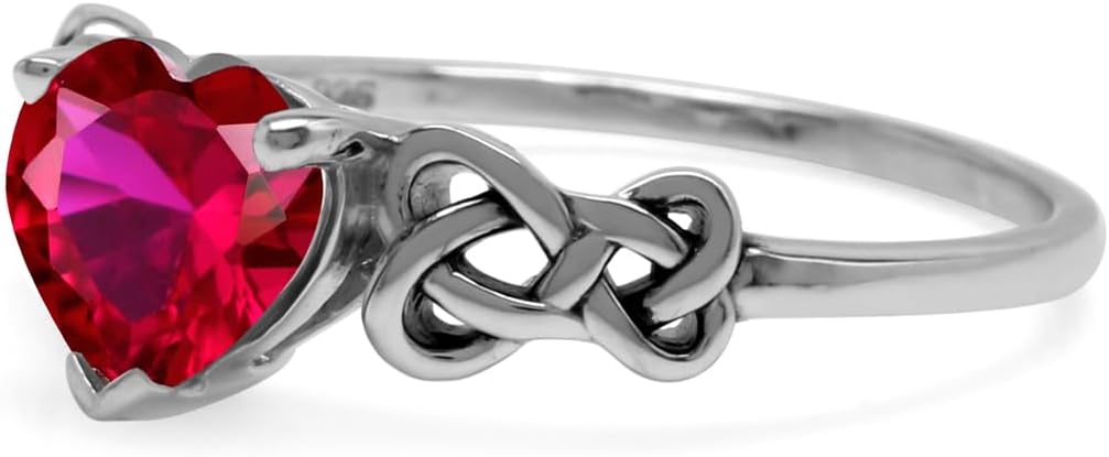 Silvershake 7MM Heart Shape 925 Sterling Silver Celtic Heart Knot Filigree Solitaire Promise Ring Jewelry for Women