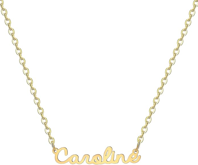 MOMOL 18K Gold Plated Stainless Steel Name Necklace Personalized Custom Name Necklace Customized Nameplate Necklace for women