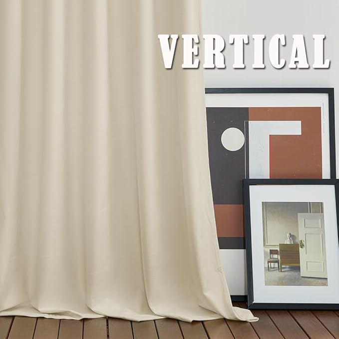 RYB HOME Beige Velvet Curtains 100 inches, Back Tab Soft Fabric Room Darkening Thermal Insulated Luxurious Home Decor Curtains for Living Room Bedroom, W 52" x L 100", 2 Panels Set
