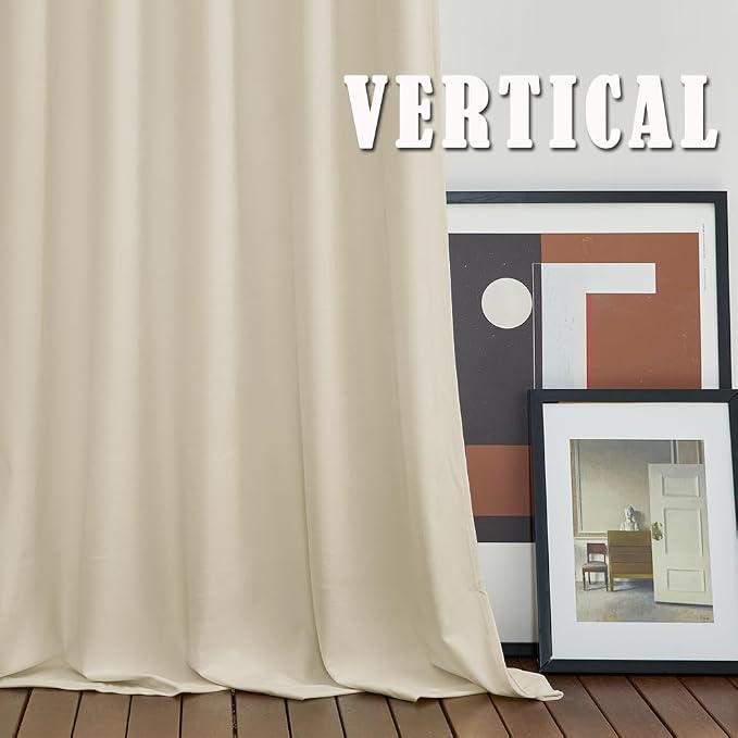 RYB Home Velvet Blackout Curtains - Smooth Plush Privacy Blackout Energy Efficient Window Treatment Luxury Decoration for Living Room, W62 x L84, Light Beige, 2 Pieces