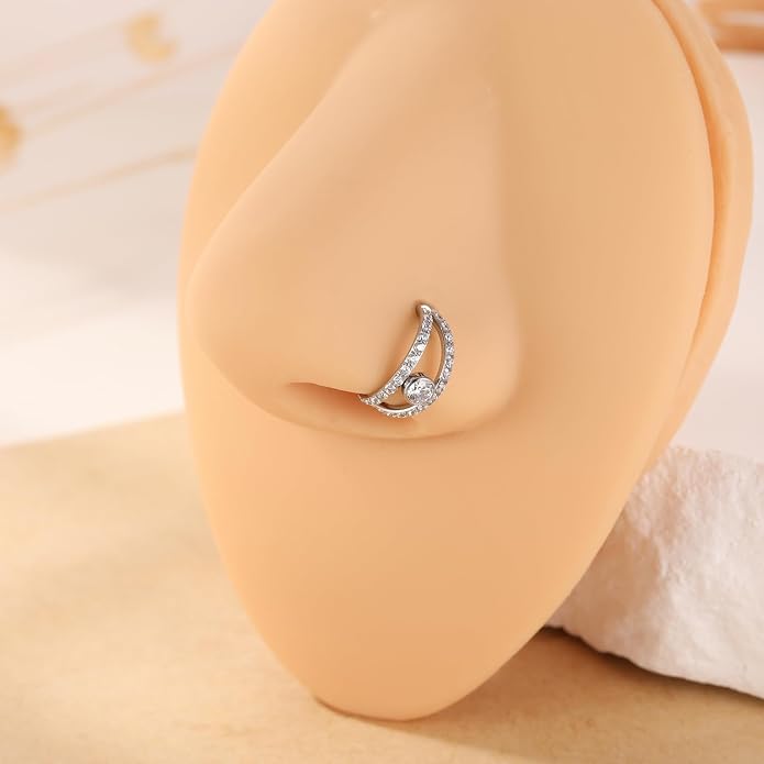 316L Surgical Steel Septum Clicker Ring Nose Ring Hoop Sleeper Hoop Earring Helix Rook Conch Cartilage Daith Tragus Earrings Lobe Nose Piercing Jewelry for Women