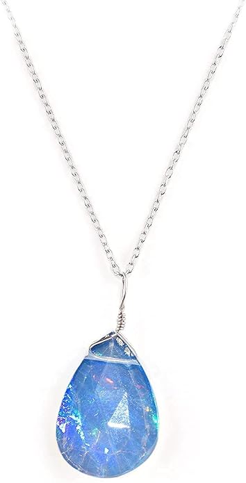 Raw Gemstone Dainty Pendant Necklace for Women, Trendy Healing Chakra Crystal, Birthstone Handmade 925 Sterling Silver Adjustable 18 inch Chain Jewelry, Birthday Gifts