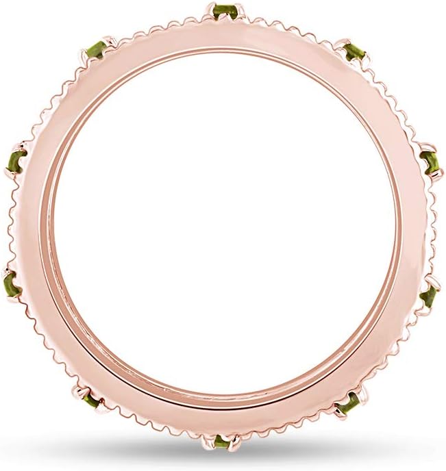 Jewel Zone US Filigree Eternity Wedding Band Ring for Women, Round Cut Simulated Gemstone Stackable Promise Ring in 14K Gold Plated 925 Sterling Silver Band Width 3.5mm – Elegant Jewelry for Her