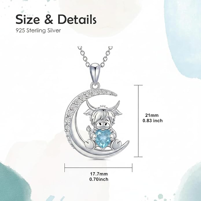 PROESS Animal Birthstone Necklace 925 Sterling Silver Otter/Axolotl/Hippo/Elephant/Dachshund/Monkey/Red Panda Pendant Necklace Animal Birthstone Jewelry Gifts for Women