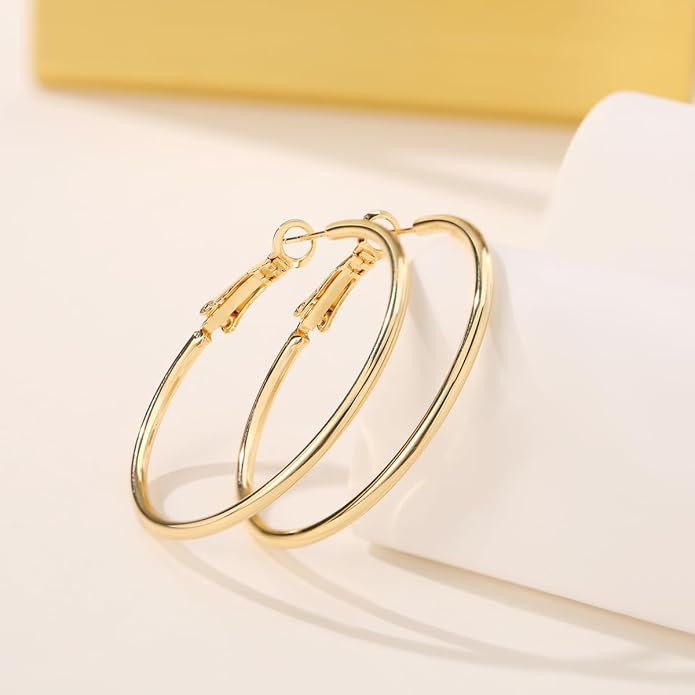 14K Gold Hoop Earrings for Women Large Chunky Hoop Earrings for Women Elegant Big Gold Hoops Jewelry