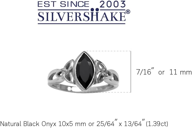 Silvershake Genuine Gemstone 925 Sterling Silver Triquetra Celtic Knot Solitaire Ring