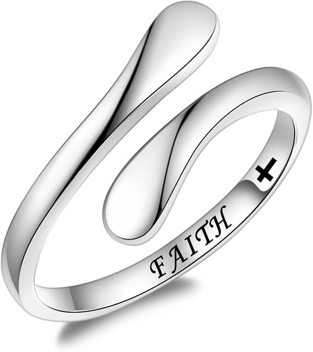Fookduoduo 925 Sterling Silver Ring Inspirational Jewelry adjustable Wrap Open Rings for Women
