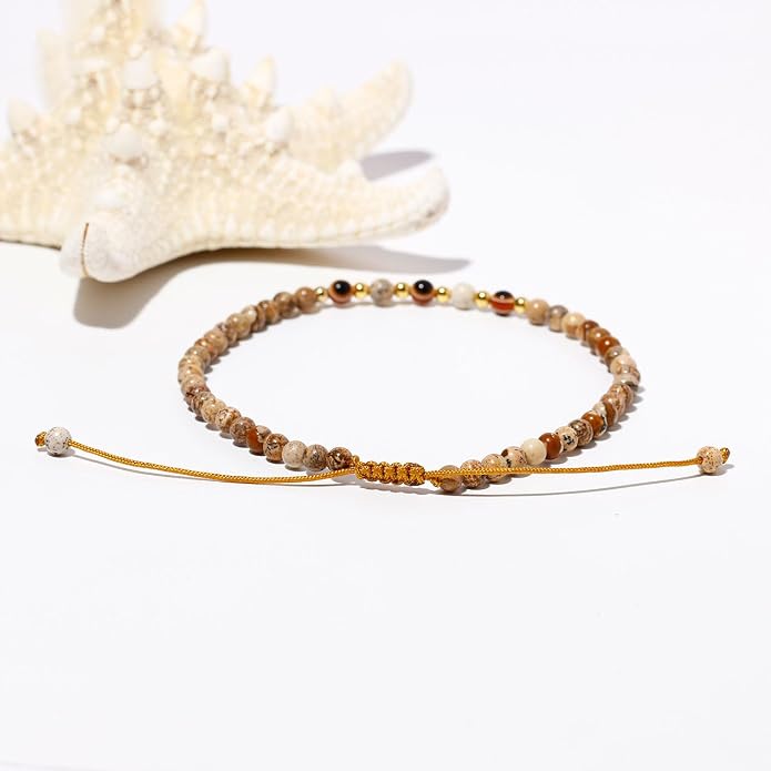 Evil Eye Ankle Bracelets for Women Beads Anklets Beach Accessiory Gemstone Healing Crystal Adjustable