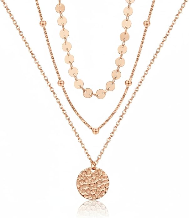 MONGAS Boho Layered Necklace Sterling Silver Triple 3 Stacked Vertical Bar Triangle Long Layering Necklaces Christmas Jewelry Gifts for Women