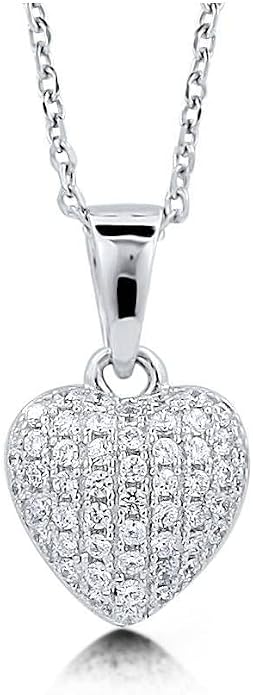 BERRICLE Sterling Silver Heart Pendant Necklace for Women, Cubic Zirconia CZ 18 inch