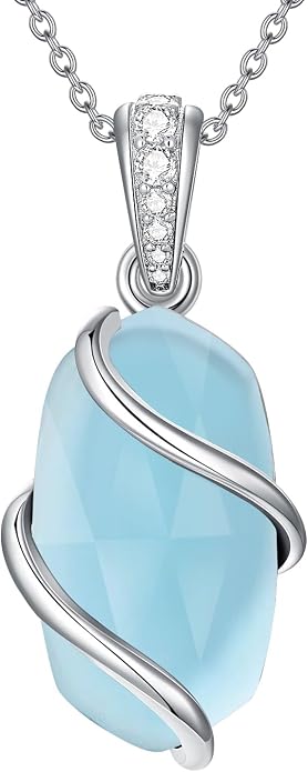 HPQQ Necklace for Women 925 Sterling Silver Dainty Gemstone Pendant Fine Jewelry Birthday Mothers Day Gifts for Mom Wife Her