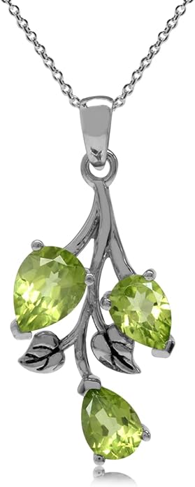 Silvershake Pear Shape Birthstone Gemstone Antique Finishing 925 Sterling Silver Leaf Vintage Inspired Pendant with 18 Inch Chain Necklace Jewelry for Women
