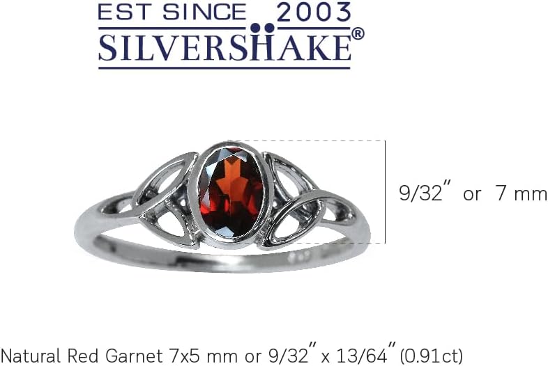 Silvershake 7x5MM Oval Shape Birthstone Gemstone White Gold Plated or 18K Yellow Gold Plated 925 Sterling Silver Triquetra Trinity Celtic Knot Solitaire Ring Jewelry for Women