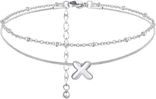 ChainsProMax Initial Ankle Bracelets for Women, Waterproof Anklets Bracelet Adjustable Summer Beach Women Foot Jewelry, Stainless Steel/Gold Plated-Send Gift Box/Letter A-Z