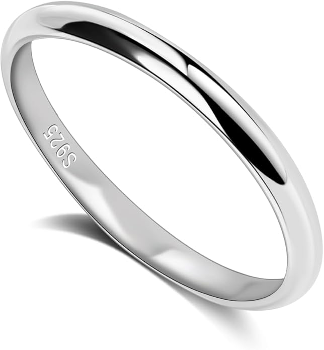 Dankadi Simple Fashion S925 Sterling Silver Ring Smooth Plain Dome Comfort Solid Silver Wedding Ring For Men & Women 3.5 mm 3-13# 24k Real Gold Plated Jewelry