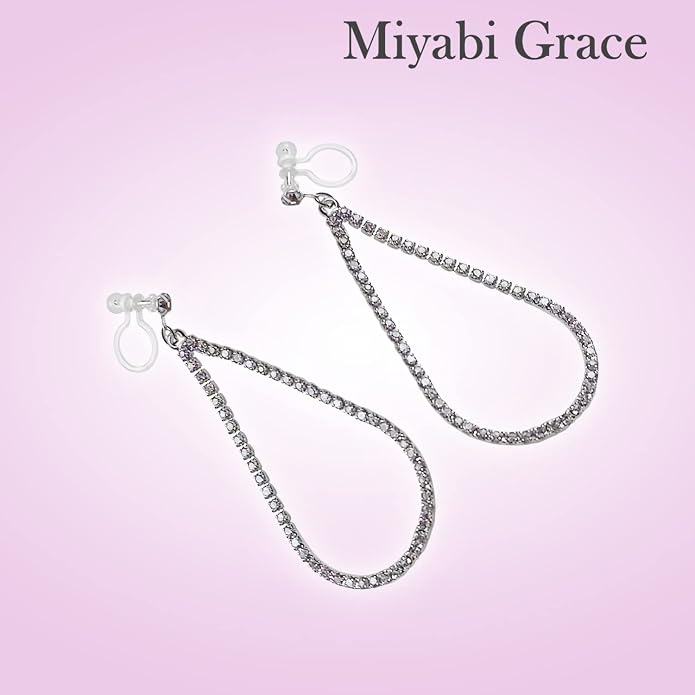 Dangle Silver Invisible Clip On Earrings for Women Not Pierced Gold Crystal Rhinestone Comfortable Hoop Fringe Long Chain Clip On Earrings
