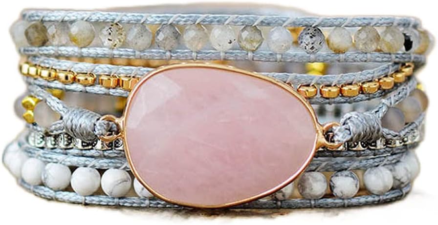 Women Wrap Bracelet Boho Natural Jasper Crystal Stone Beads Strand Bracelets