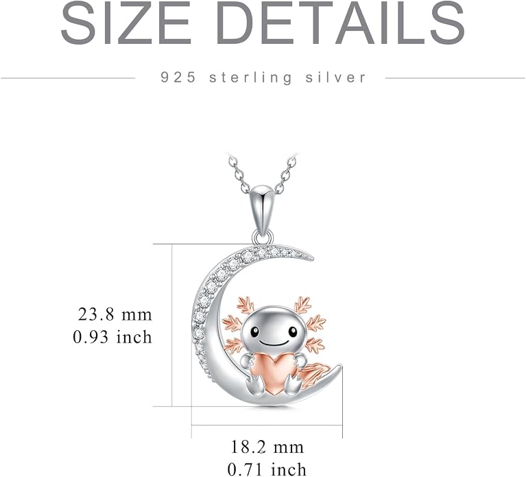 PROESS Animal Birthstone Necklace 925 Sterling Silver Otter/Axolotl/Hippo/Elephant/Dachshund/Monkey/Red Panda Pendant Necklace Animal Birthstone Jewelry Gifts for Women