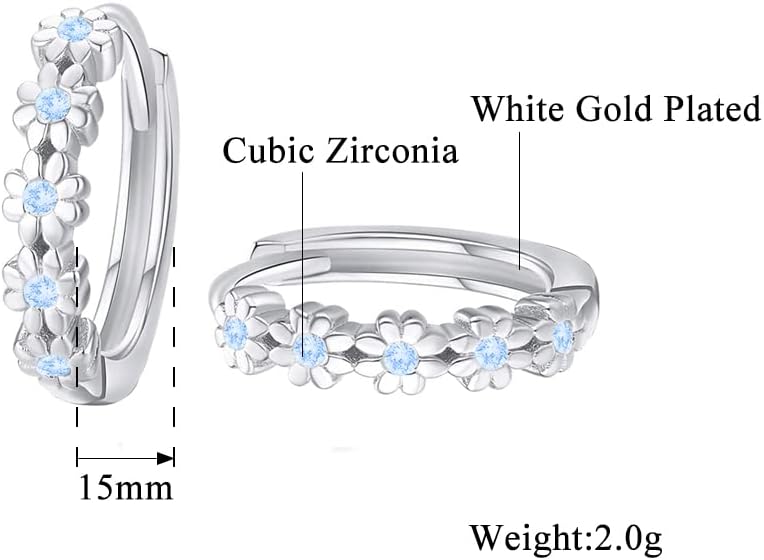 CiNily Small Hoop Earrings for Women Girls Flower Cubic Zirconia Huggie Earrings Hypoallergenic 14K Yellow Gold Plated Cartilage Earrings