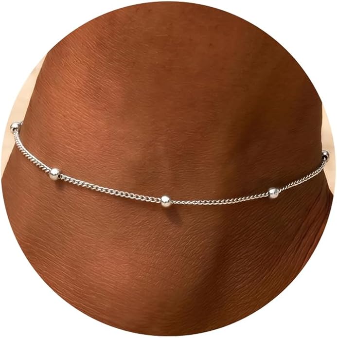 ChicSilver 925 Sterling Silver Ankle Bracelet for Women, Simple Cuban Link/Figaro/Twist Rope Chain Anklets for Beach Party(with Gift Box)
