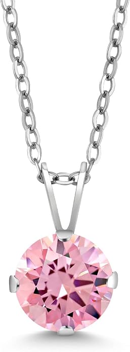 Gem Stone King 7MM Round Gemstone Birthstone Pendant Necklace For Women | 925 Sterling Silver | With 18 Inch Silver Chain | Fine Jewelry Gifts for Women Her Mom Wife