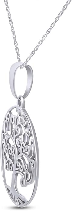 Jewel Zone US Tree of Life Filigree Pendant Necklace 14k Gold Over Sterling Silver