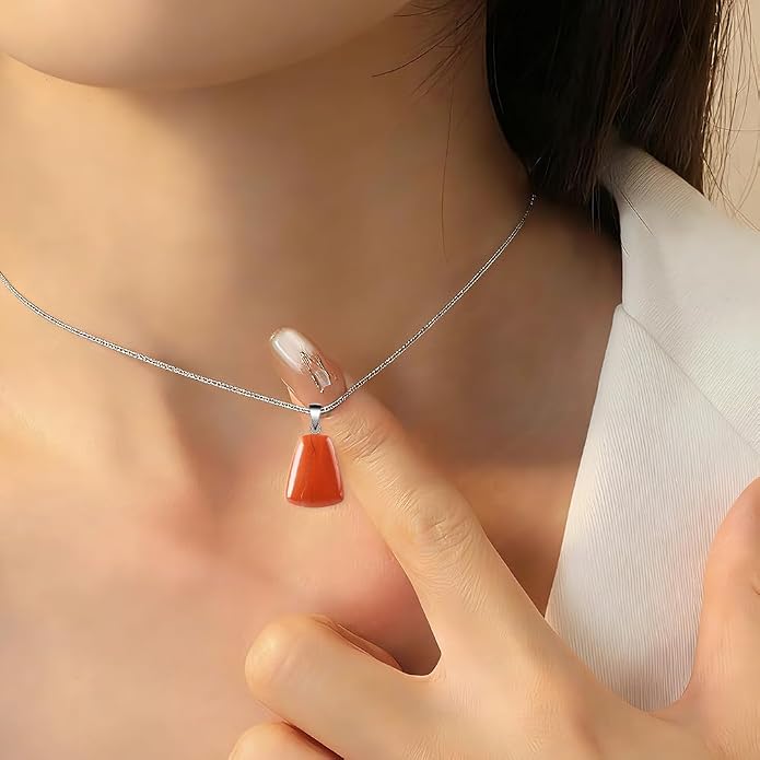 iSTONE 925 Sterling Silver Natural Crytral for Womens Pendant Necklace, Gemstone Birthstone with 17.8" Silver Chain Ladies