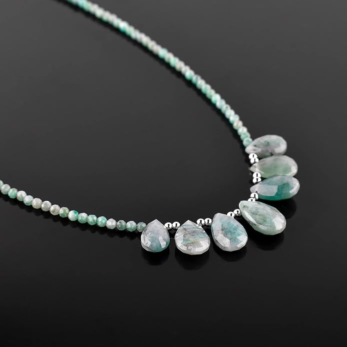 Natural Gemstone Dainty Pendant Necklace for Women Handmade Crystal Jewelry 925 Sterling Silver 18 Inch Chain Healing Chakra Christmas Birthday Gift for Her
