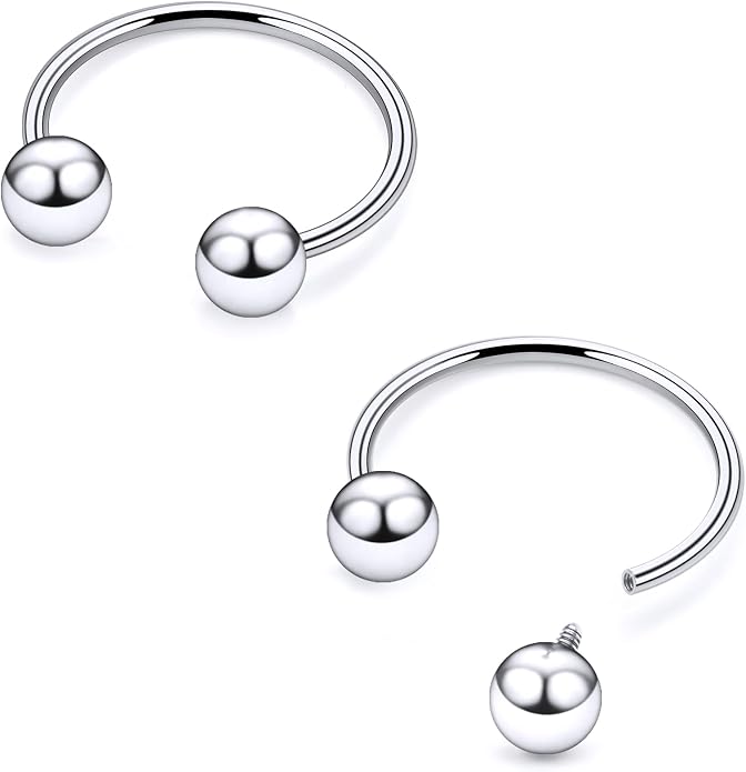 20G 18G 16G 14G 12G 8G 6G 4G 2G ASTM F136 Titanium Internal Thread Horseshoe Septum Ring Jewelry Circular Barbell Helix Snug Tragus Rook Daith Cartilage Earring Lip Ring Piercing Jewelry