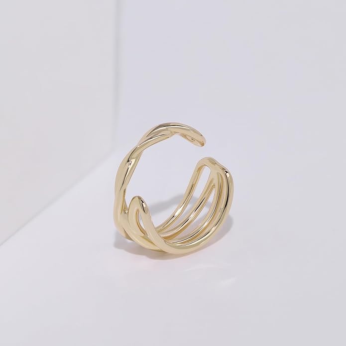 Meissa Gold Thumb Rings for Women Girls Statement Ring Hammered Chunky Band Rings Fashion Wide Band Stackable Index Finger Ring Size Adjustable