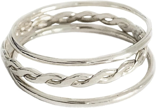 Braid Stack Fitted Toe Rings Gold Filled or Sterling Silver - Three Stackable Rings - Wear on Toe, Finger, Thumb or Knuckle