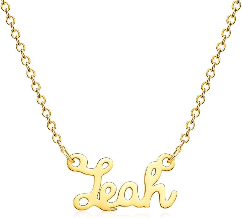 MOMOL 18K Gold Plated Stainless Steel Name Necklace Personalized Custom Name Necklace Customized Nameplate Necklace for women