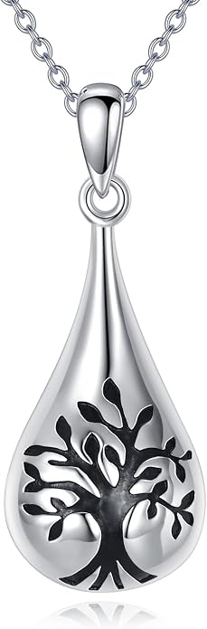 S925 Sterling Silver Teardrop Tree of Life Pendant Necklace - Elegant Symbolic Jewelry Gift for Women