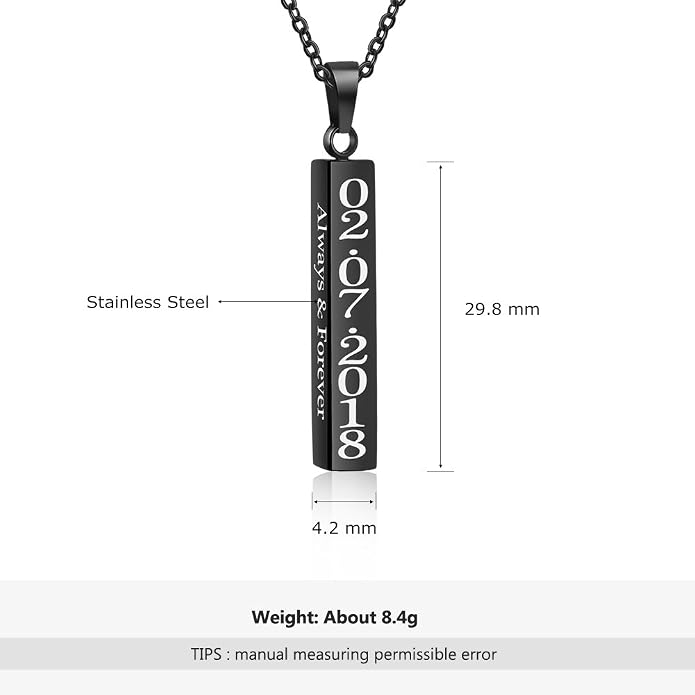 Love Jewelry Personalized Couple Stainless Steel Necklace Engraved Initial Name Vertical Bar Necklace Birthday Gift