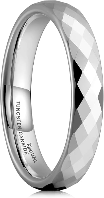 King Will Tungsten Carbide Wedding Ring for Men Women Promise Ring for Couple 2mm/4mm/6mm Black/Silver/Gold/Rose Gold Multi-faceted Shining Luster High Polished Wedding Band Comfort Fit