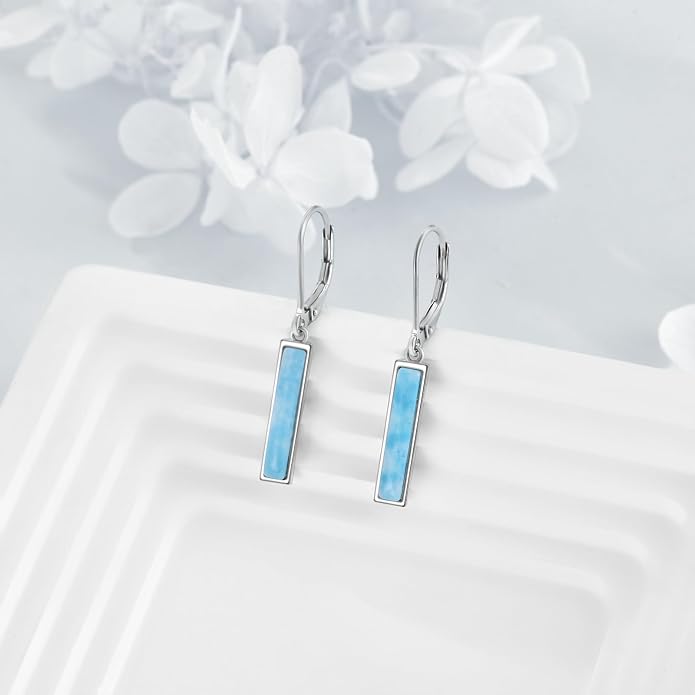 CRMAD Abalone Shell Bar Earrings for Women Sterling Silver Leverback Earrings Abalone Jewelry Gift