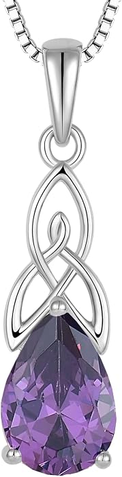 STARCHENIE Teardrop Necklace for Women 925 Sterling Silver Irish Celtic Knot Pendant Birthstone Jewelry